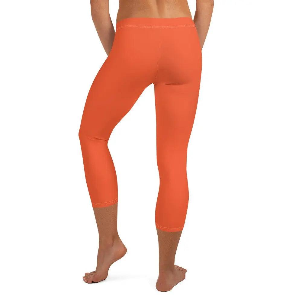 Rarp-ID Women's Outrageous Orange Capri Leggings - White Logo My Store
