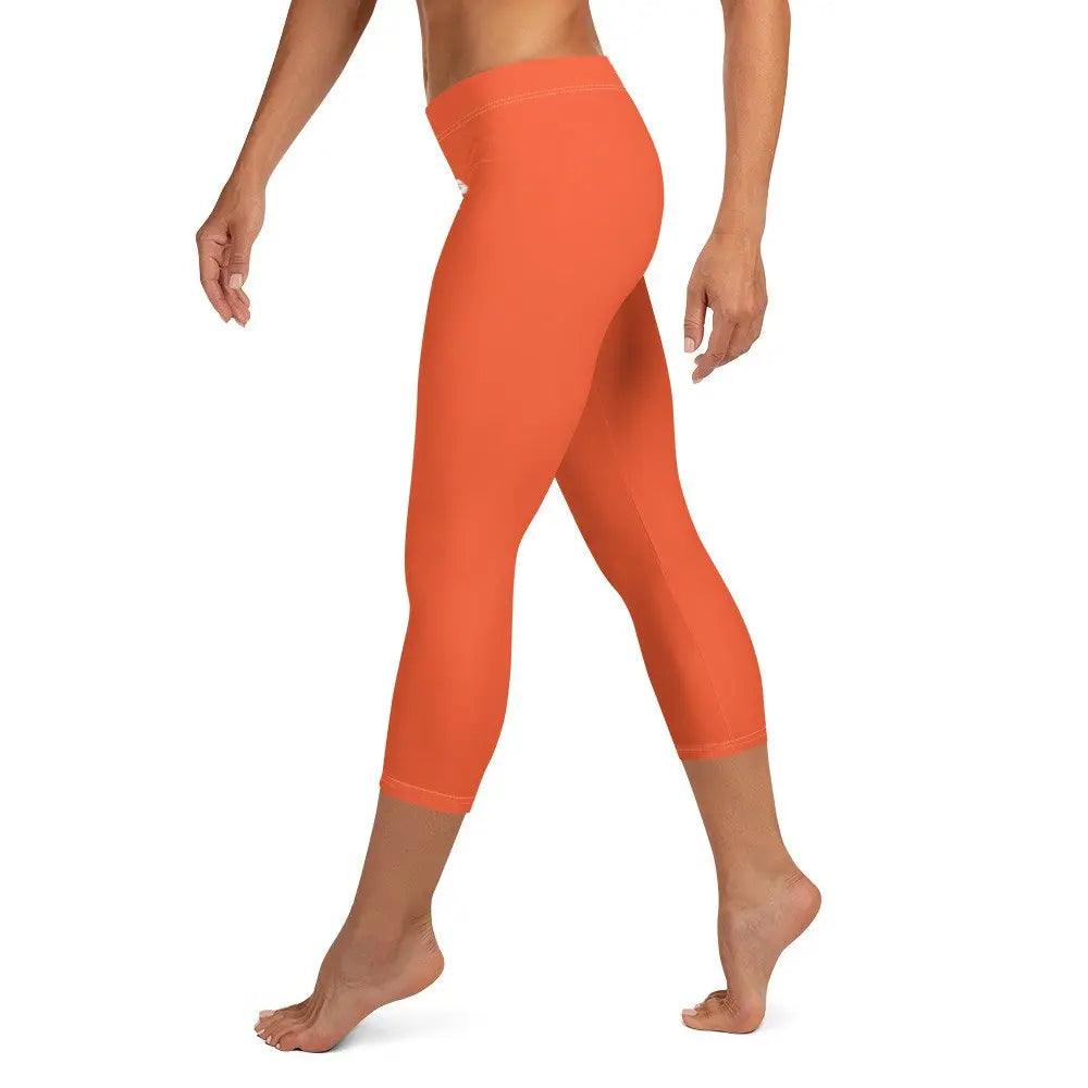 Rarp-ID Women's Outrageous Orange Capri Leggings - White Logo My Store