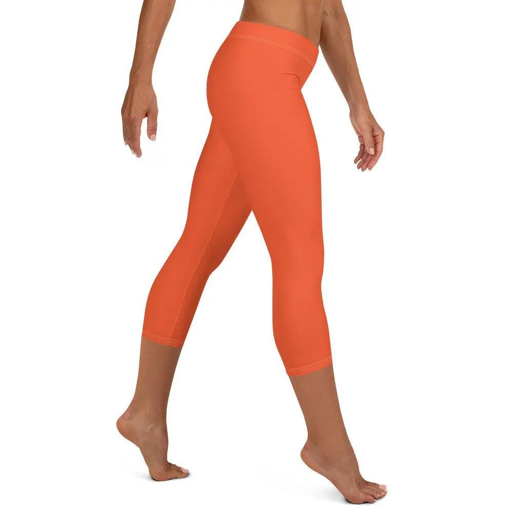 Rarp-ID Women's Outrageous Orange Capri Leggings - White Logo My Store