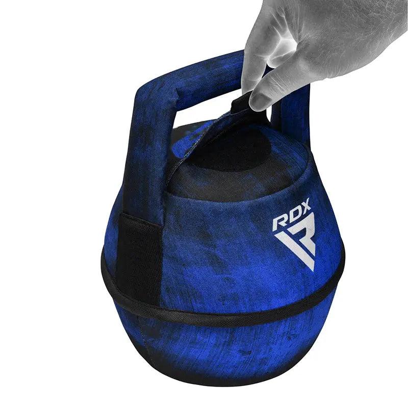 RDX Unfilled Kettlebells: Adjustable weight, Cordura fabric, flat bottom, PVC handle, portable fitness equipment