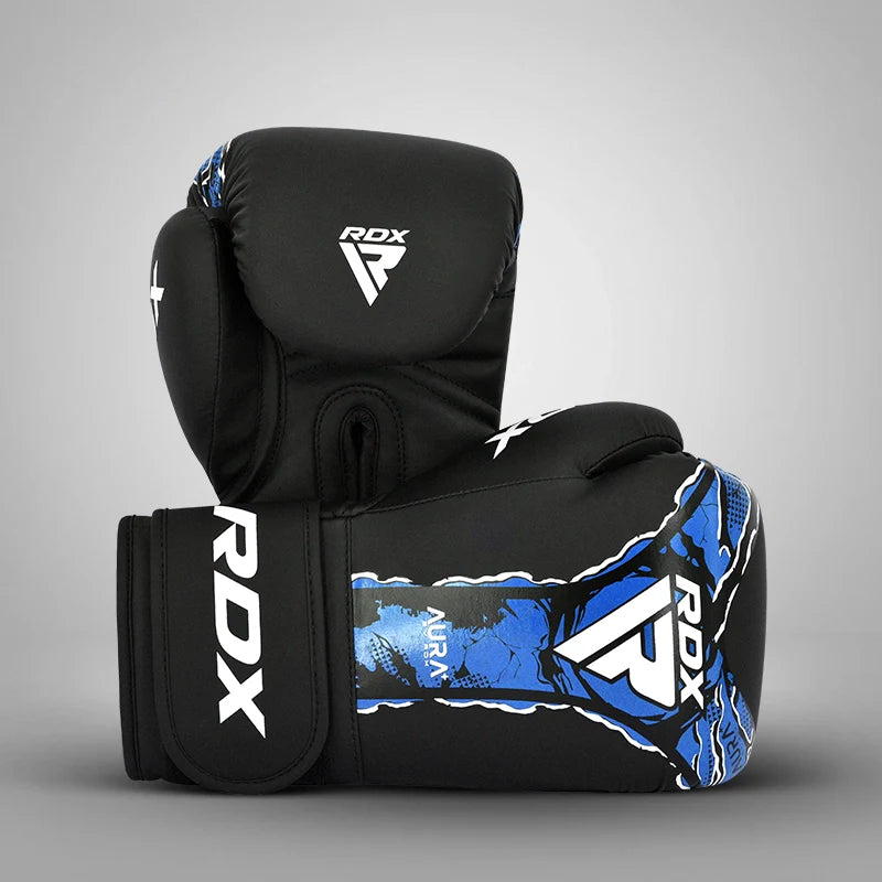 RDX Aura T-17 Boxing Gloves - Black/Blue - view 2 - RARP-ID Fitness