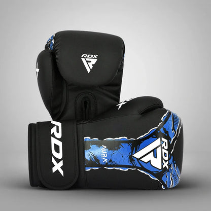 RDX Aura T-17 Boxing Gloves - Black/Blue - view 2 - RARP-ID Fitness