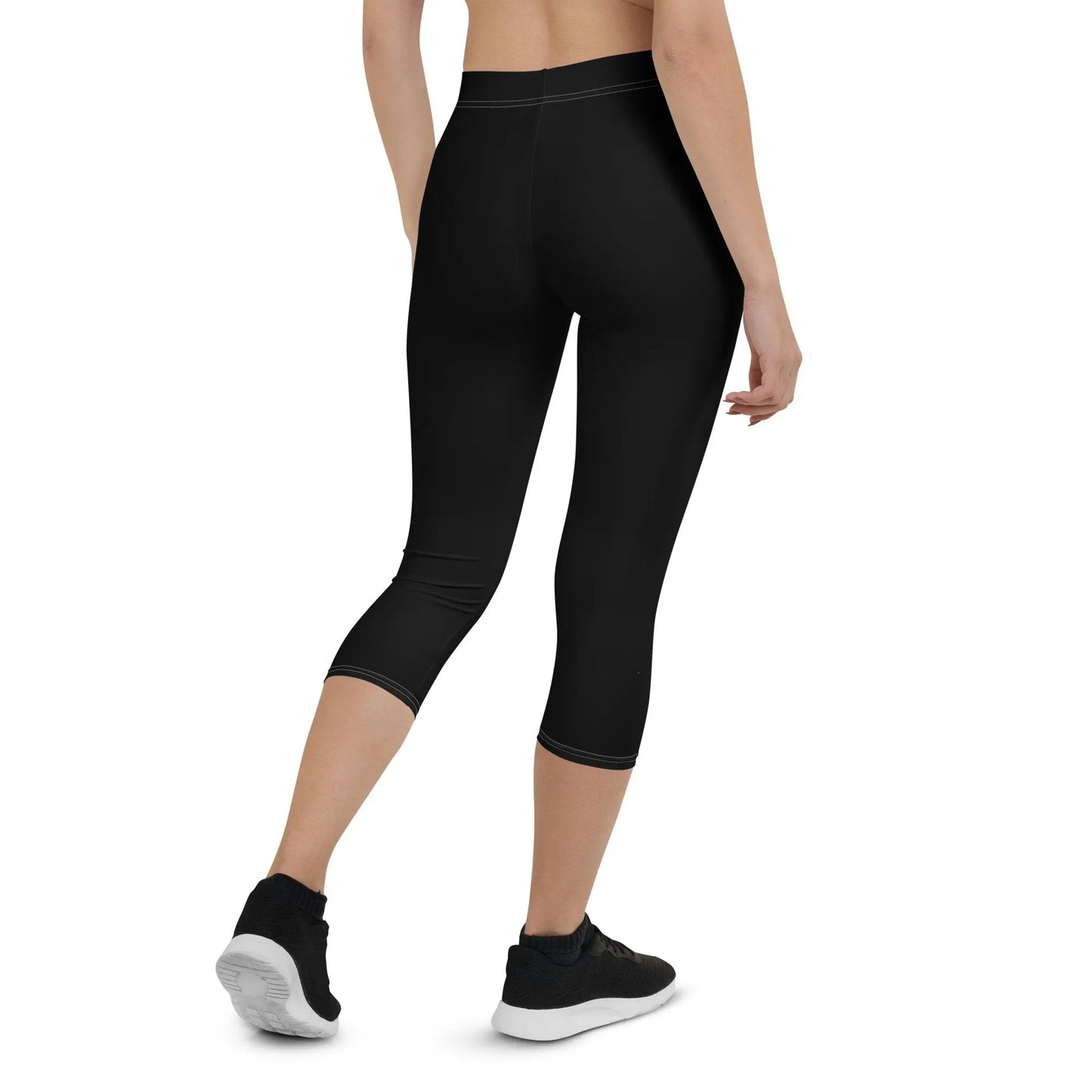 Rarp-ID Women's Black Capri Leggings - White Logo My Store