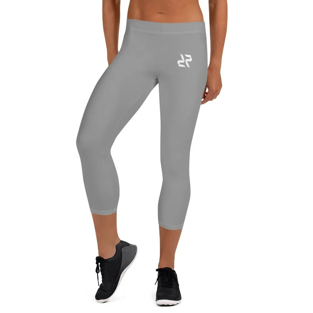 Rarp-ID Women's Nobel Grey Capri Leggings - White Logo My Store