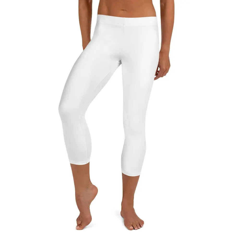 Rarp-ID Women's White Capri Leggings - White Logo My Store