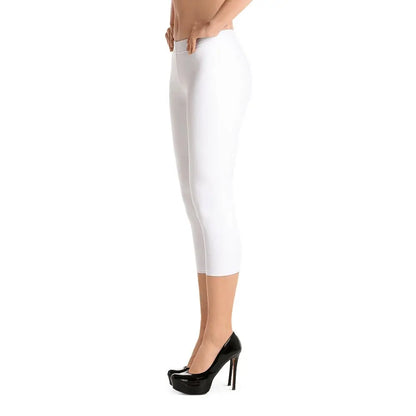 Rarp-ID Women's White Capri Leggings - White Logo My Store