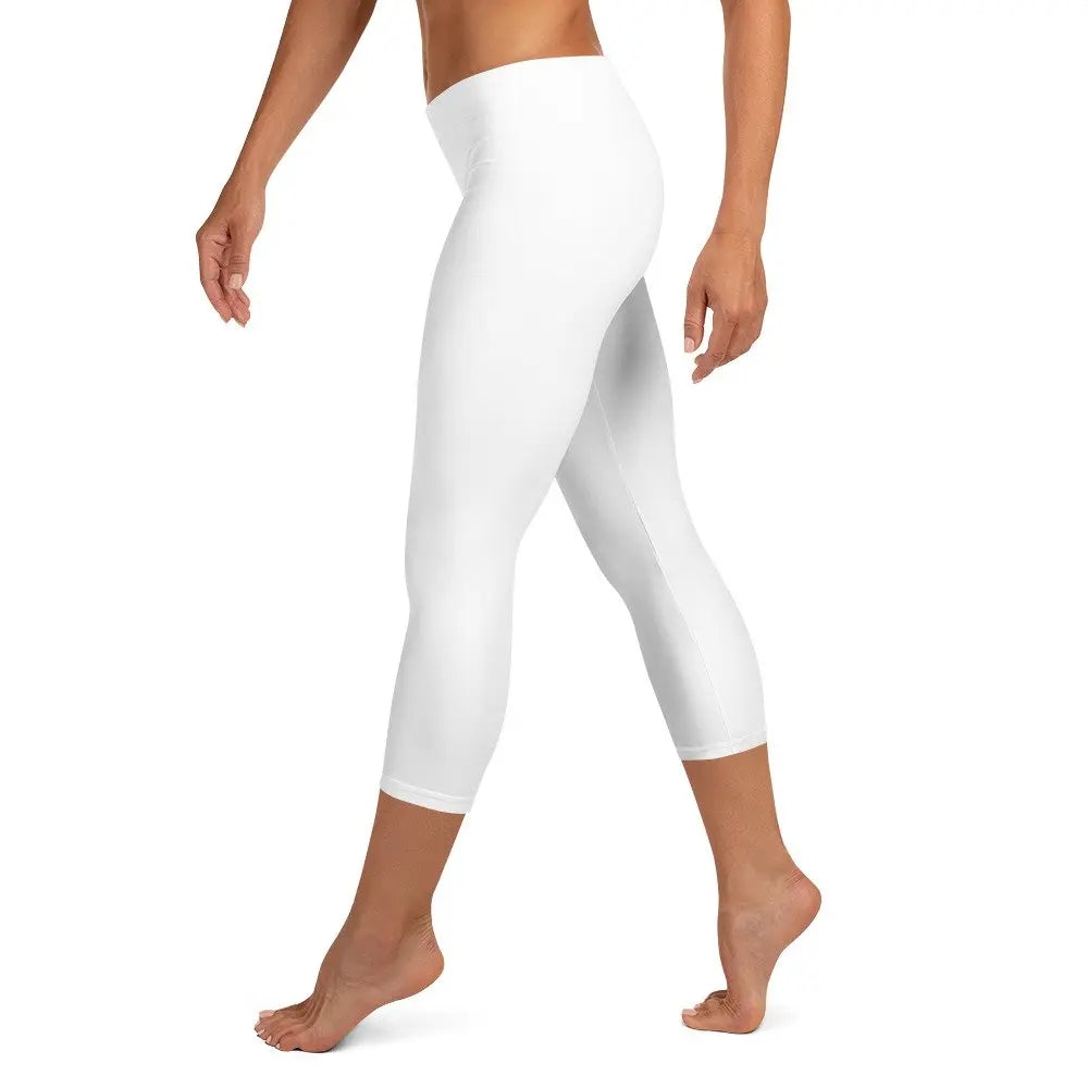 Rarp-ID Women's White Capri Leggings - White Logo My Store