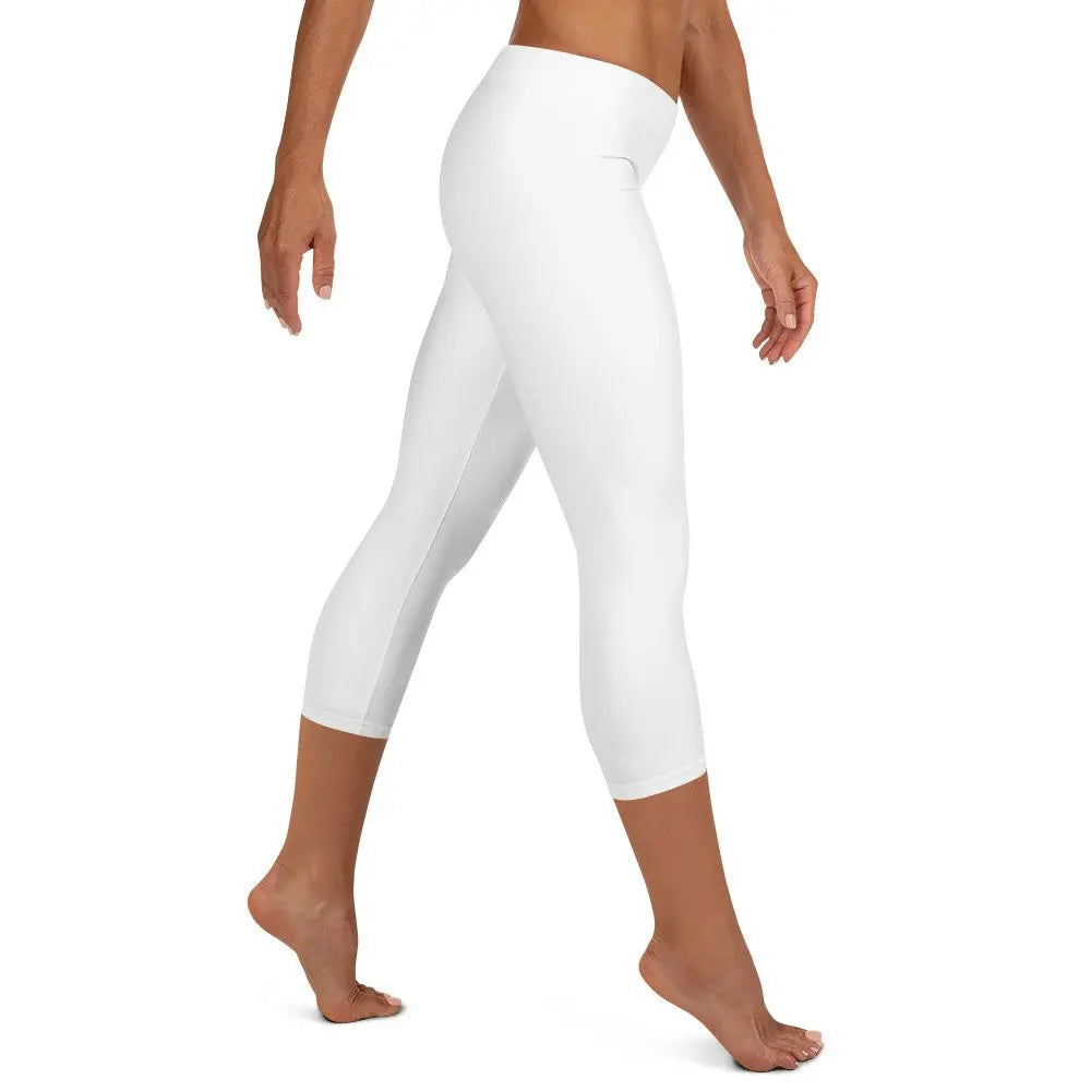 Rarp-ID Women's White Capri Leggings - White Logo My Store