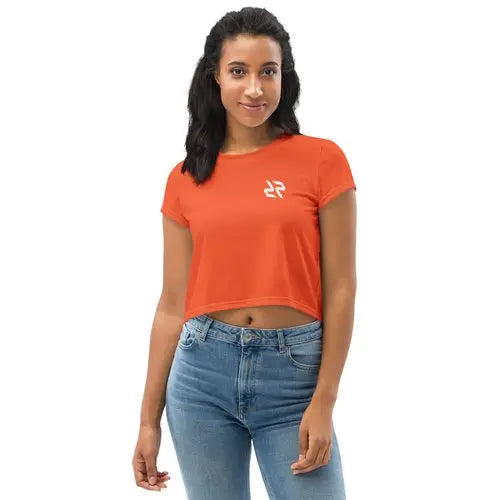 Women's Outrageous Orange Crop Rarp-ID Tee - White Logo My Store