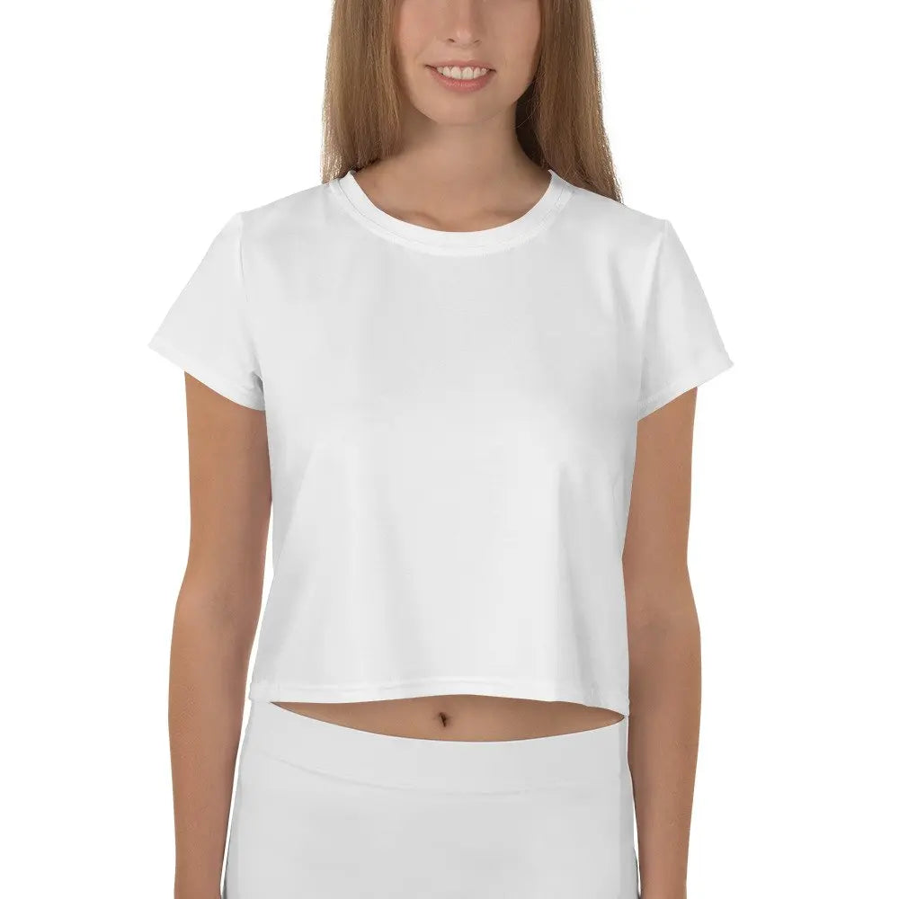 Women's White Crop Rarp-ID Tee - White Logo - RARP-ID Fitness