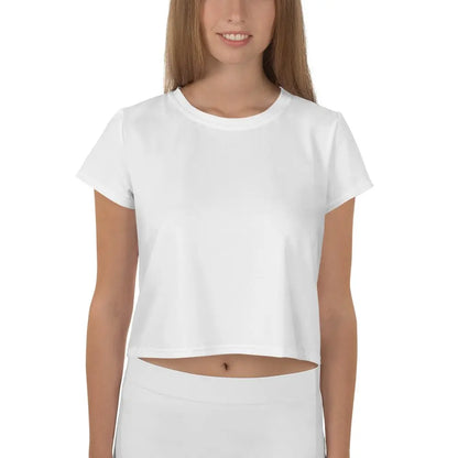 Women's White Crop Rarp-ID Tee - White Logo - RARP-ID Fitness