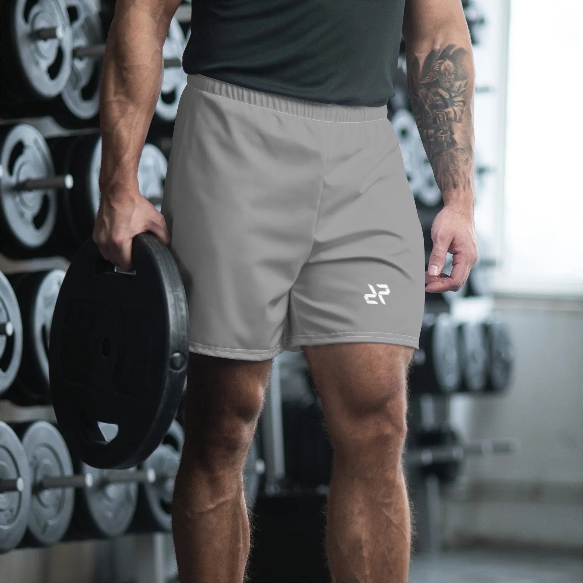 Men's Nobel Grey Rarp-ID Athletic Long Shorts - White Logo My Store