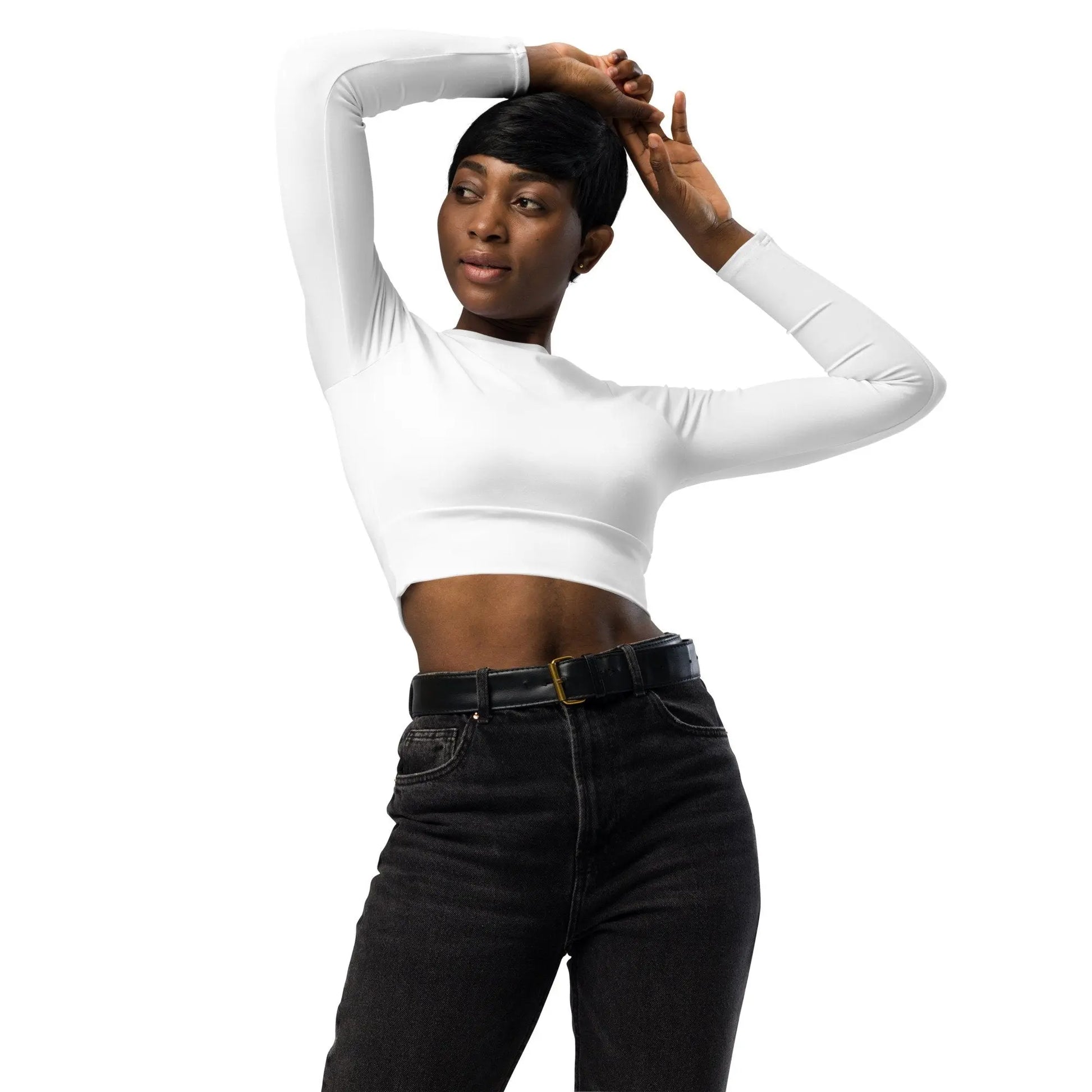 Women's White Rarp-ID Recycled long sleeve crop top - White Logo My Store