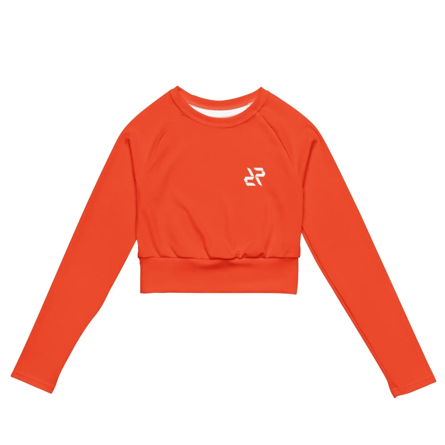 Women's Outrageous Orange Rarp-ID Recycled long-sleeve crop top - White Logo My Store