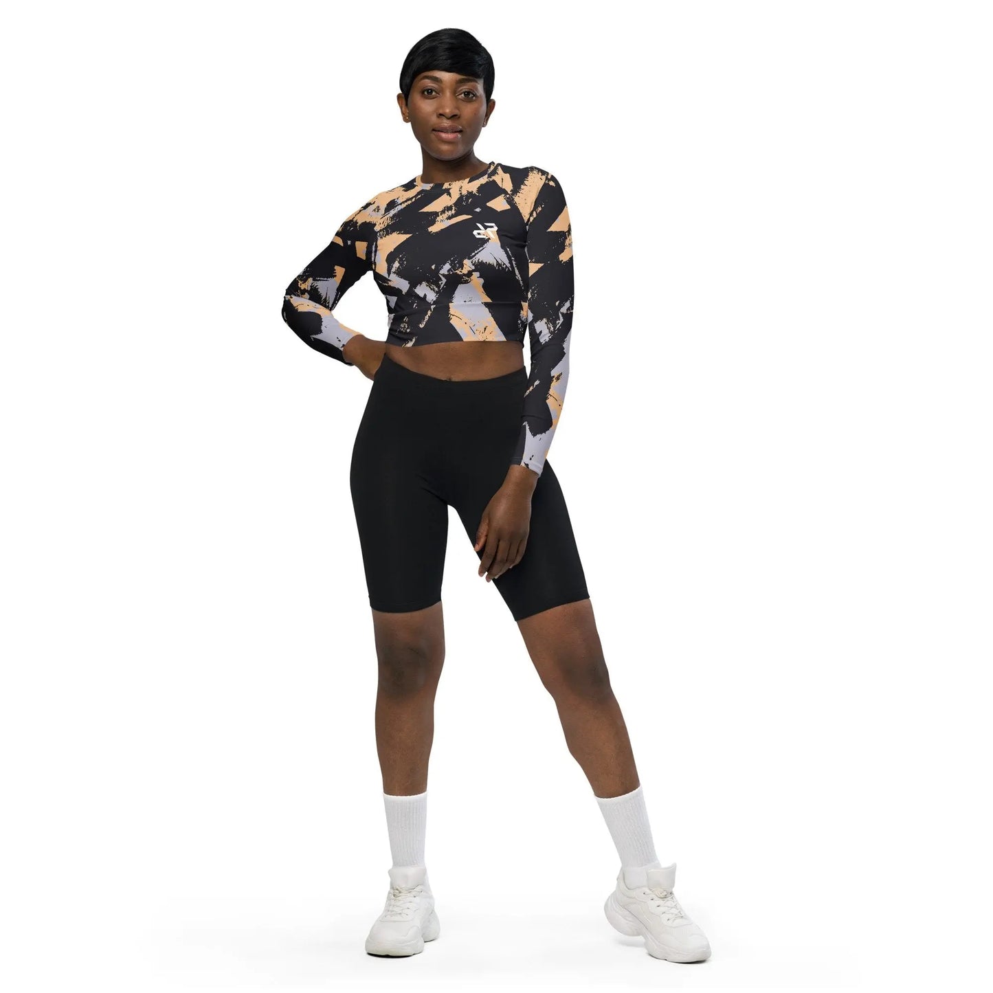 Peach Camo Rarp-ID Recycled long-sleeve crop top - White Logo My Store