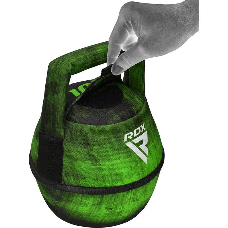 RDX Unfilled Kettlebells: Adjustable weight, Cordura fabric, flat bottom, PVC handle, portable fitness equipment
