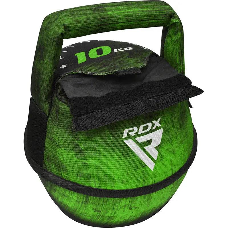 RDX Unfilled Kettlebells: Adjustable weight, Cordura fabric, flat bottom, PVC handle, portable fitness equipment