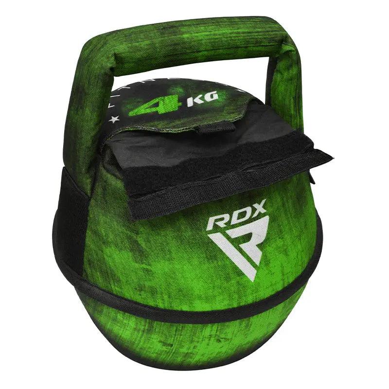 RDX Unfilled Kettlebells: Adjustable weight, Cordura fabric, flat bottom, PVC handle, portable fitness equipment