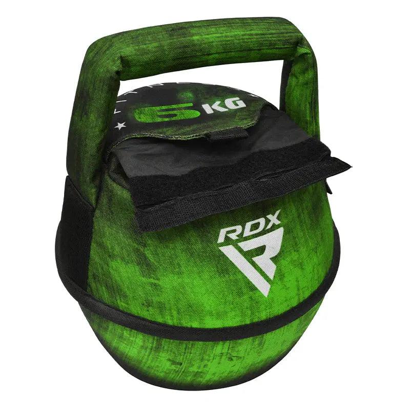 RDX Unfilled Kettlebells: Adjustable weight, Cordura fabric, flat bottom, PVC handle, portable fitness equipment