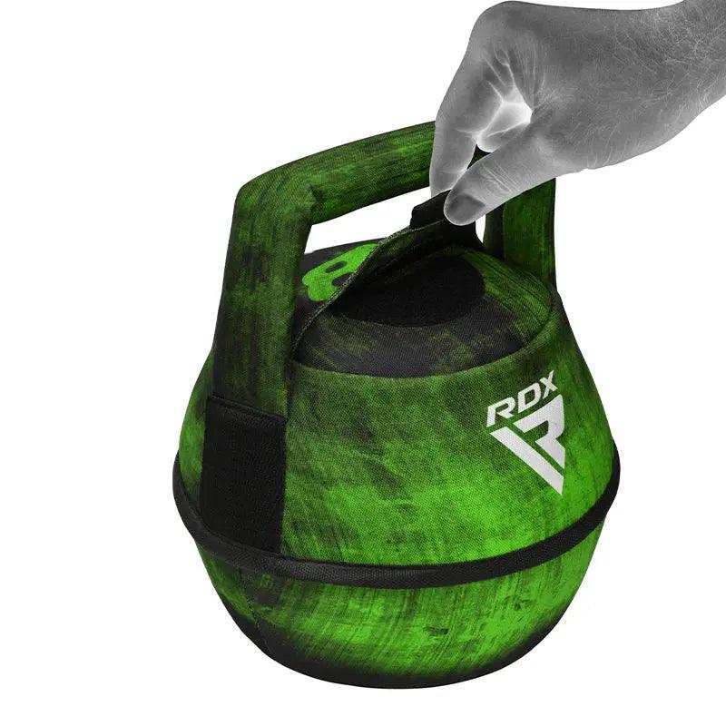 RDX Unfilled Kettlebells: Adjustable weight, Cordura fabric, flat bottom, PVC handle, portable fitness equipment
