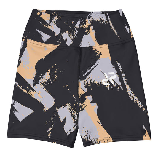 RARP-ID Fitness XS Peach Camouflage Yoga Shorts – Bold Pattern, Soft Power