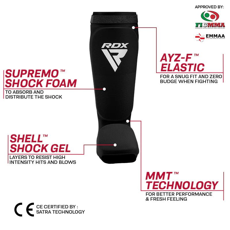 RDX SIB Shin Instep Guards - WhiteBlack - RARP - ID Fitness
