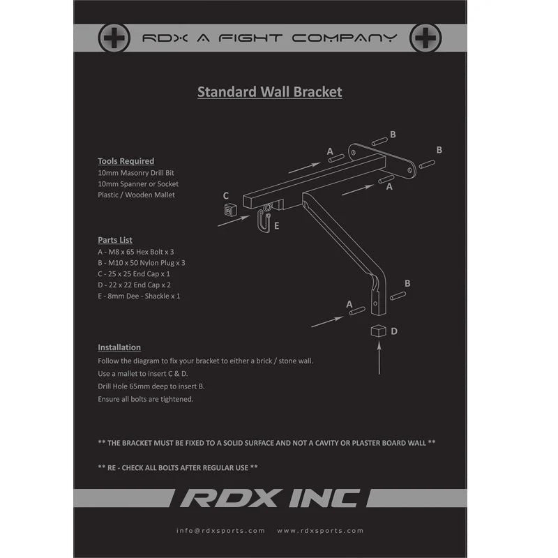 RDX X1 Punch Bag Wall Bracket - RARP - ID Fitness