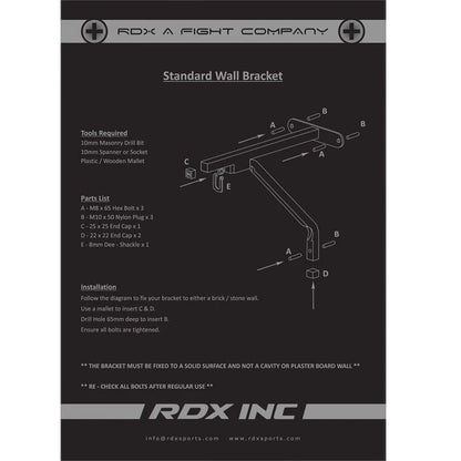 RDX X1 Punch Bag Wall Bracket - RARP - ID Fitness