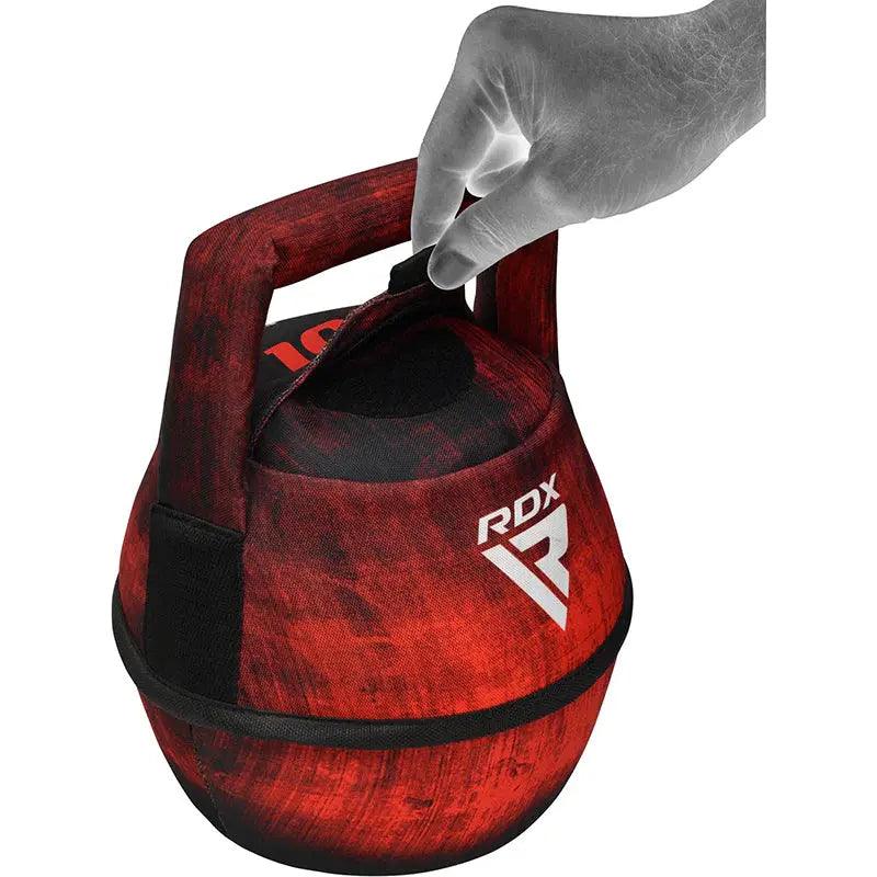 RDX Unfilled Kettlebells: Adjustable weight, Cordura fabric, flat bottom, PVC handle, portable fitness equipment