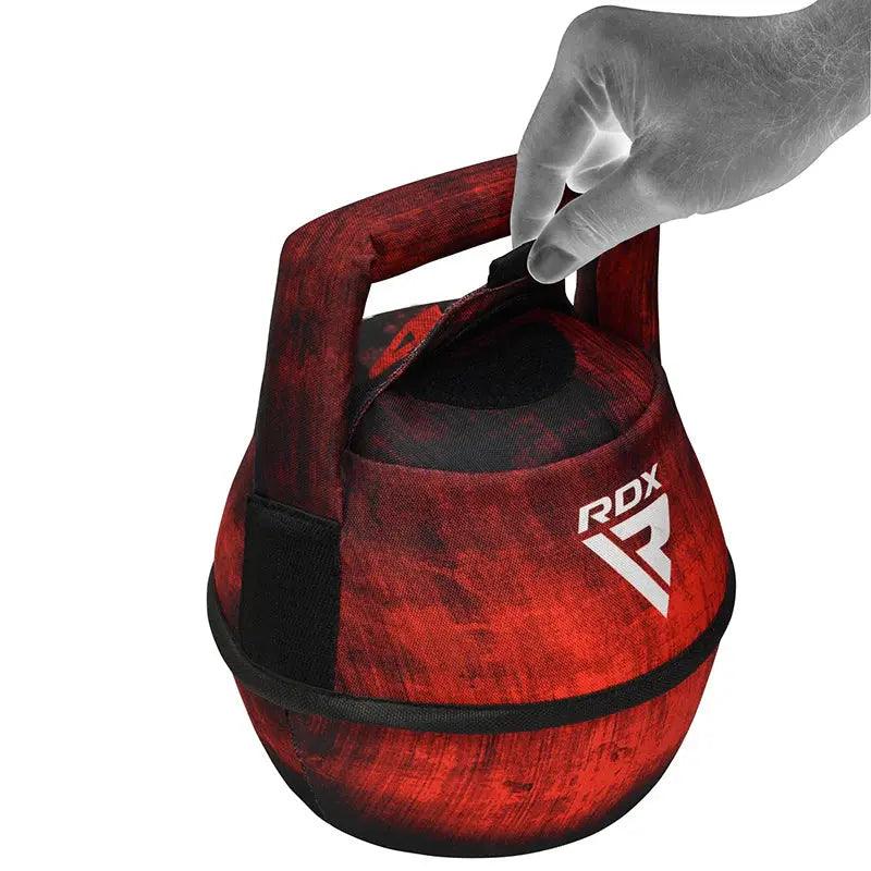 RDX Unfilled Kettlebells: Adjustable weight, Cordura fabric, flat bottom, PVC handle, portable fitness equipment