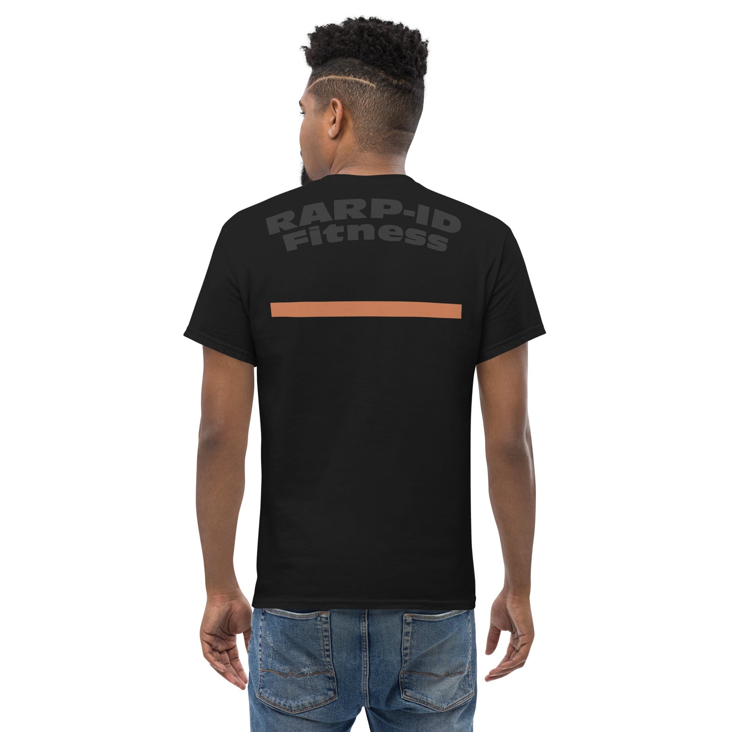 RARP-ID Unisex Classic Tee in Black Terracotta – back view, fit detail