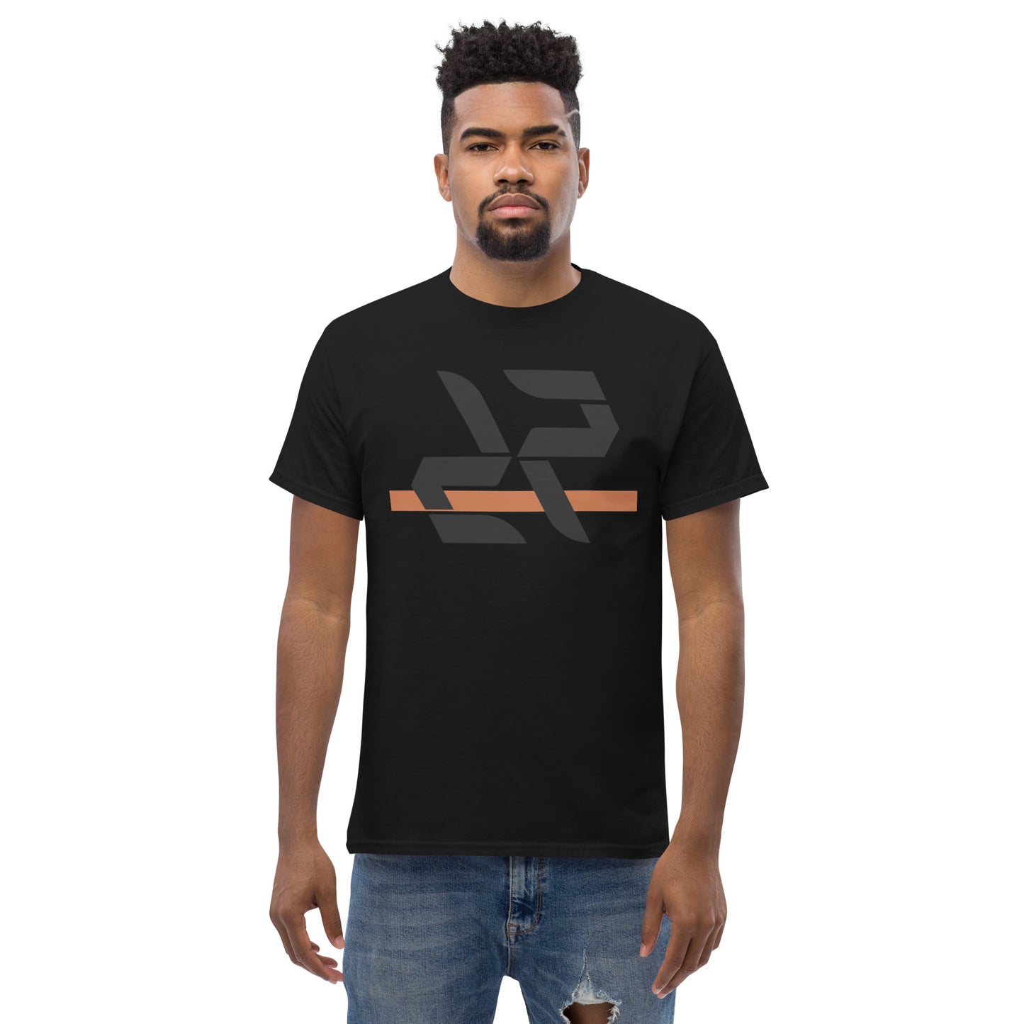 RARP-ID Unisex Classic Tee in Black Terracotta – front view, fit detail