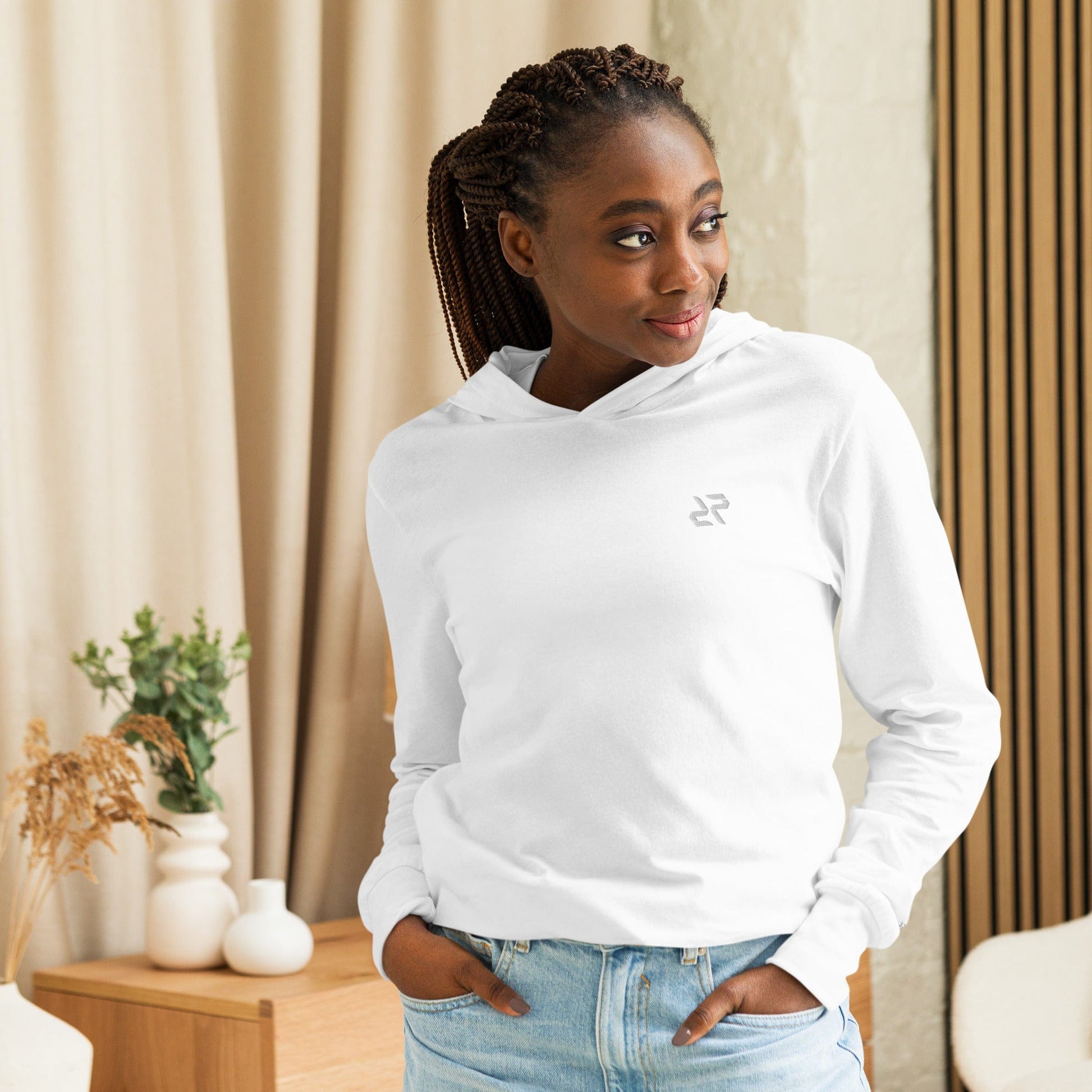 Unisex Hooded Long - Sleeve Tee – Activewear - White - RARP - ID Fitness