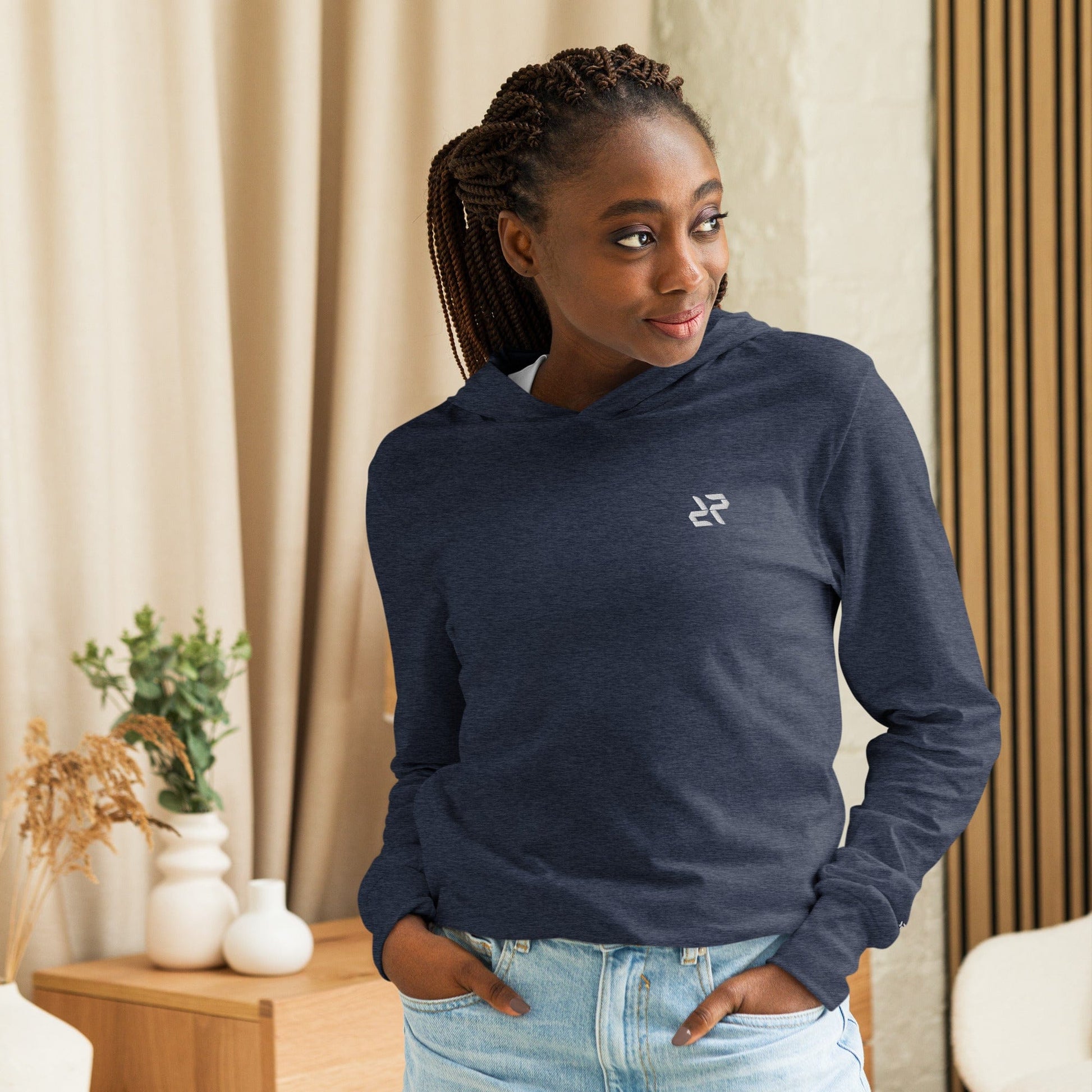 Unisex Hooded Long - Sleeve Tee – Activewear - Heather Navy - RARP - ID Fitness