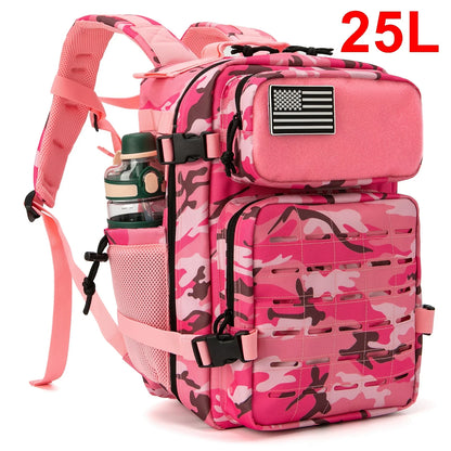 QT&QY 25L/45L Tactical Backpack for Men and Women Outdoor Survival Bug Out Bag Small School Rucksack Hking with Bottle Holder RARP-ID Fitness