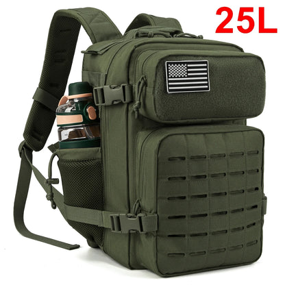 QT&QY 25L/45L Tactical Backpack for Men and Women Outdoor Survival Bug Out Bag Small School Rucksack Hking with Bottle Holder RARP-ID Fitness