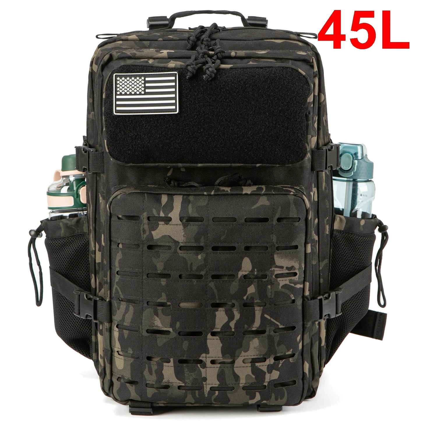 QT&QY 25L/45L Tactical Backpack for Men and Women Outdoor Survival Bug Out Bag Small School Rucksack Hking with Bottle Holder RARP-ID Fitness