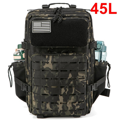 QT&QY 25L/45L Tactical Backpack for Men and Women Outdoor Survival Bug Out Bag Small School Rucksack Hking with Bottle Holder RARP-ID Fitness